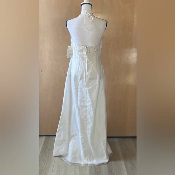 NWT Vintage Sz 10 New Image Cream & Silver Empire Waist Halter Formal Gown - Picture 4 of 5